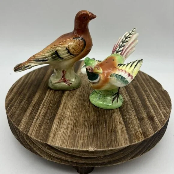 Vintage Set Pair Pheasant Salt Pepper Shaker Birds Japan Cottage Core Farm House - Picture 1 of 9